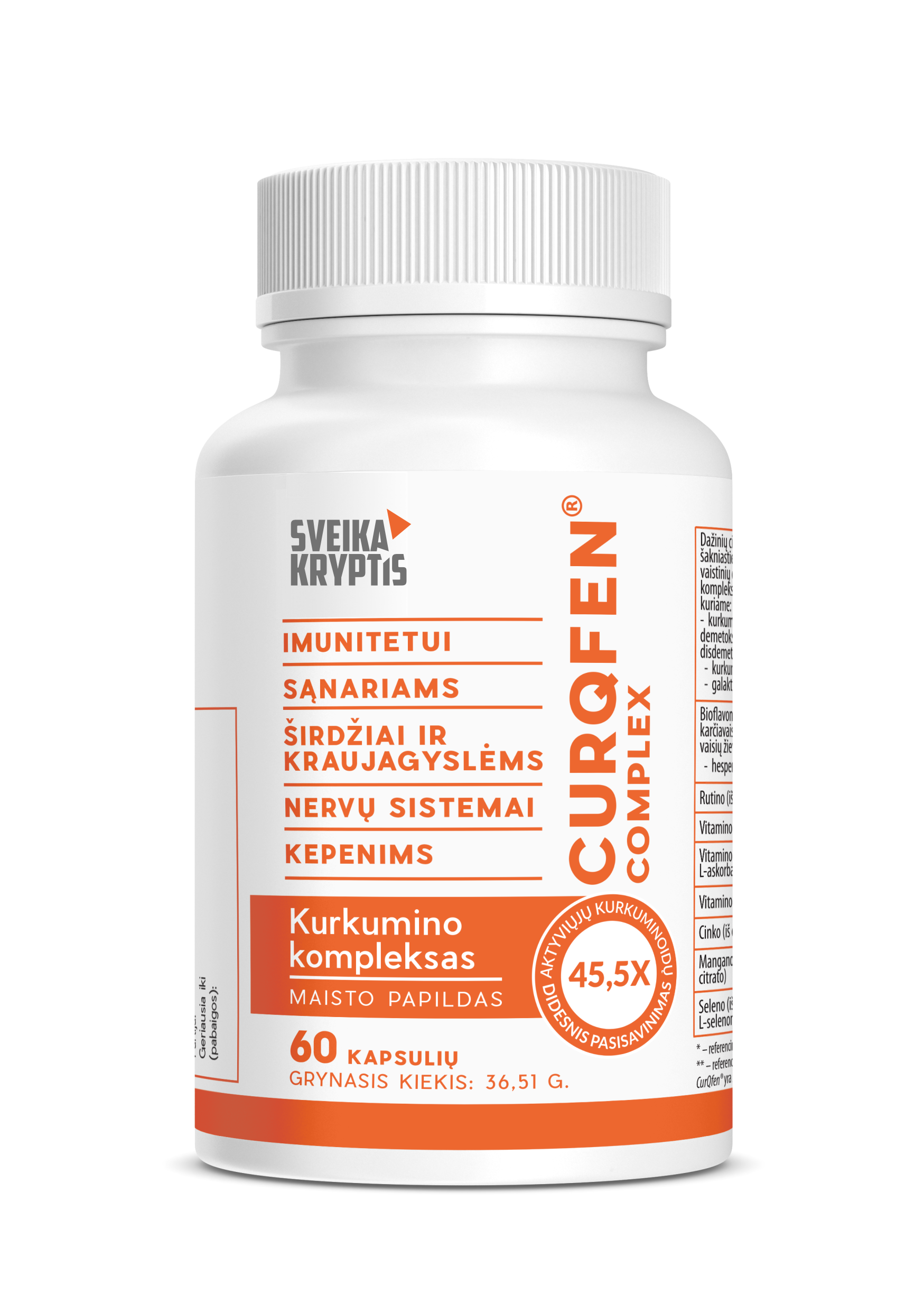 Sveika kryptis CurQfen® complex, 60 kapsulių